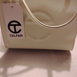 Telfar Mini Tote in Cream with Embossed Logo